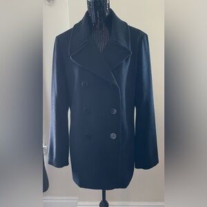 Calvin Klein Cashmere Wool Blend Black Coat Size 14